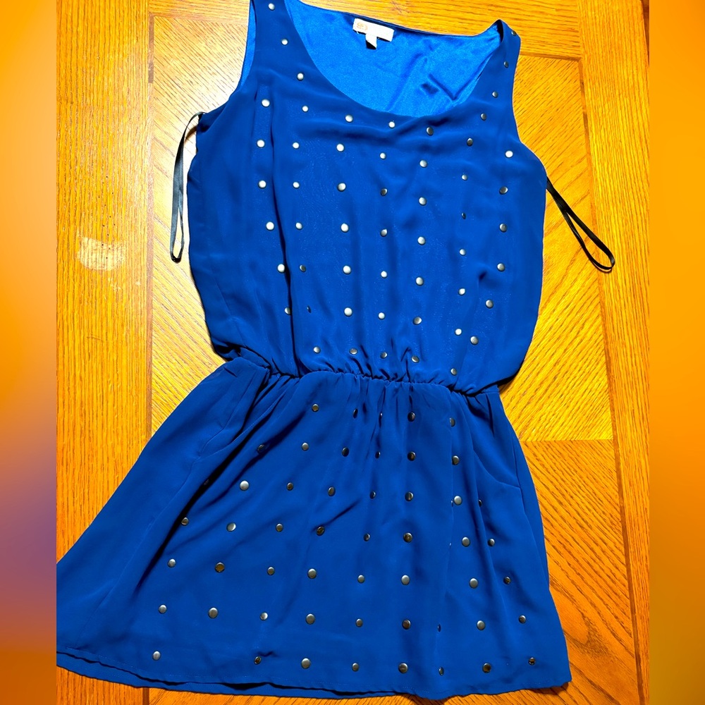 Gianni Bini Blue Sleeveless Dress with Gold Accents size small